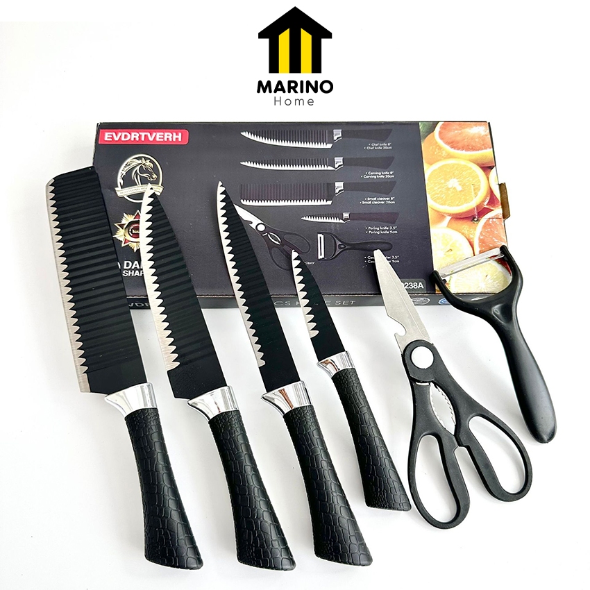 Marino Home เซ็ตมีด ชุดมีดสีดำ 1 กล่อง มี 6 ชิ้น No.Y1930