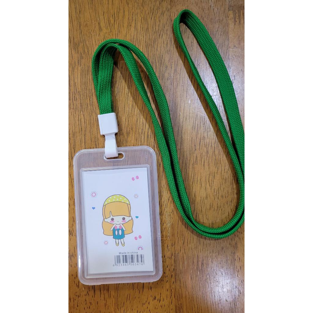 DX814 กรอบพลาสติกใส ใส่บัตรนักเรียน บัตรพนักงาน พร้อมสายคล้องบัตรสีเขียว (แพ็ค 2 ชุด)