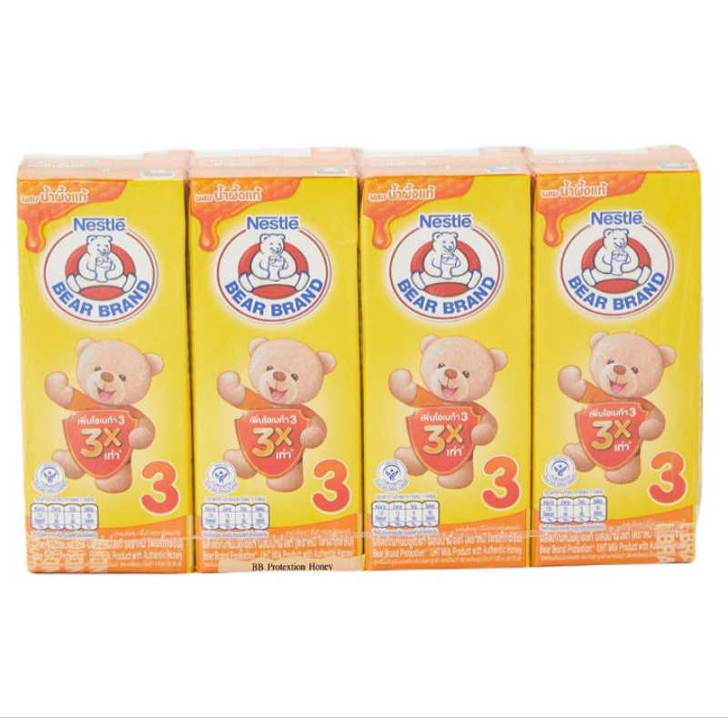 Nestle นมตราหมี โพรเท็กซ์ชั่น นมยูเอชที สูตร3 ผสมน้ำผึ้งแท้ ไม่เติมน้ำตาลทราย 180มล.×36กล่อง (ยกลัง)