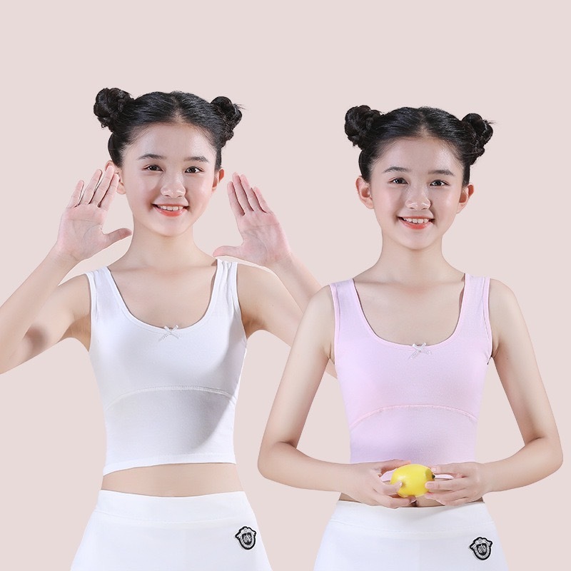 เสื้อซับในเด็ก เสื้อซับในเด็กโต ด้านหน้ามีบังทรงมี 4 ไซส์  4 สี   M , L , XL , 2XL   ขาว , ครีม , เทา , ชมพู