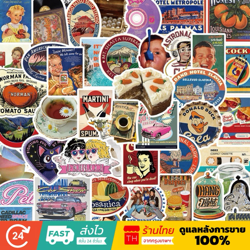 💥จัดส่งไว💥(314)สติกเกอร์ลายป้ายสไตล์วินเทจ 50 ชิ้น