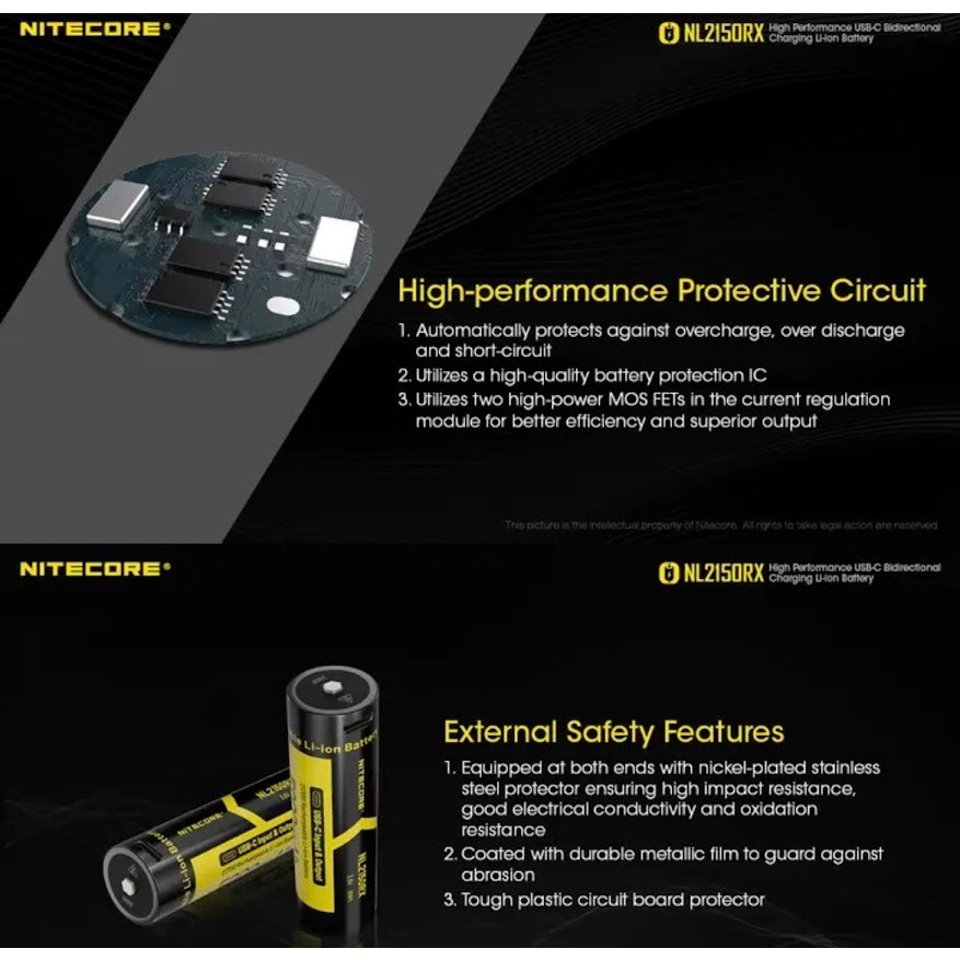 พร้อมส่ง ของแท้100%  NITECORE NL2150RX 5000mAh USB-C ชาร์จ 21700 แบตเตอรี่