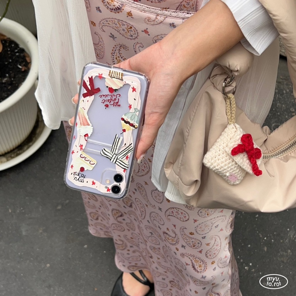 myutarot เคสมือถือใส่บัตร สำหรับไอโฟน ลาย Sundae เคสมือถือ เคสใส่การ์ด เคสน่ารัก - รูปที่ 4