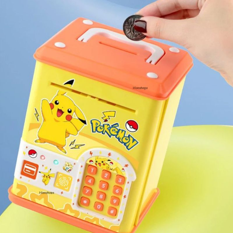 POKEMON BANK BOX กระปุกออมสินตู้เซฟดูดแบงค์ ตู้ ATM ของเล่นของขวัญวันเกิดสำหรับเด็ก
