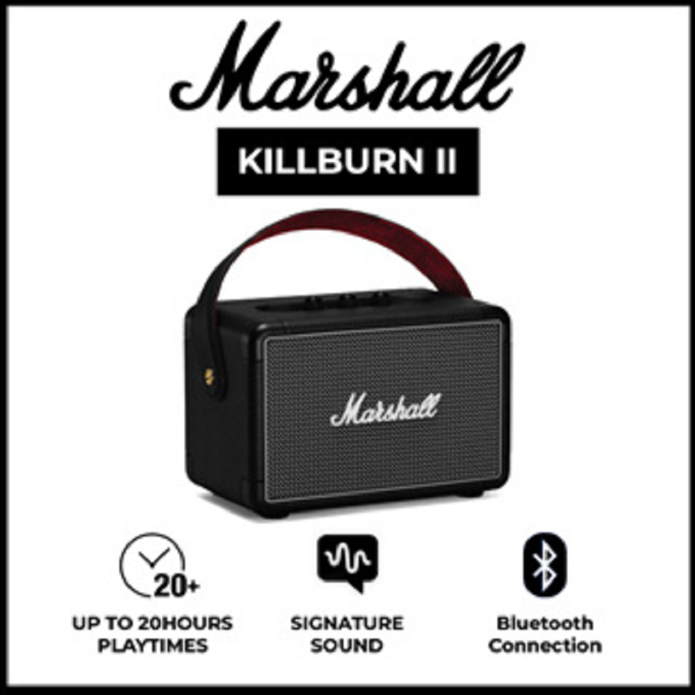 MARSHALL Kilburn II black - ลำโพงบลูทูธ, ลำโพงบลูทูธพกพา, ลำโพง bluetooth 1 Years Warranty