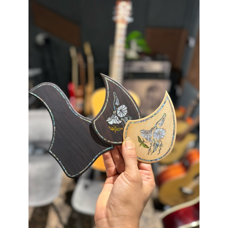 ปิ๊กการ์ดไม้ ปิ๊กการ์ดกันรอย กีตาร์โปร่งวัสดุไม้แท้ solid ใช้กับกีต้าร์โปร่งขนาด 39 40 41นิ้วได้ พร้