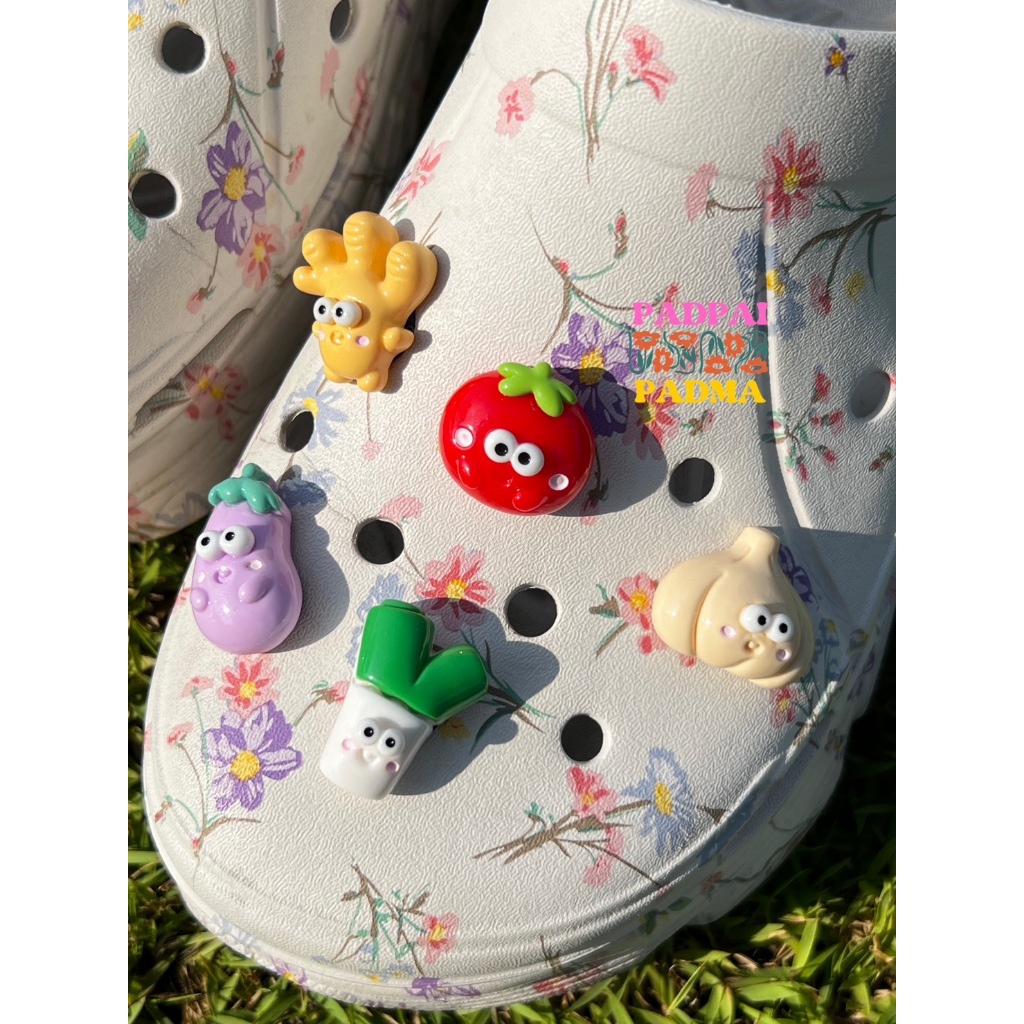 Jibbitz ตัวติดรองเท้า ลายน้องผัก🍅🍆🧅🥬🫚 (พร้อมส่ง)
