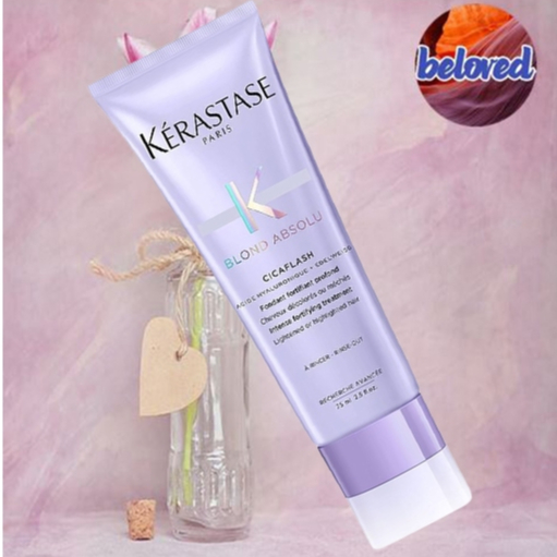 Kerastase Blond Absolu Cicaflash Fondant 75 ml สำหรับผมที่ทำสี รักษาผมฟอกสีบลอนด์ทอง ให้อยู่นานไม่ติดส้ม