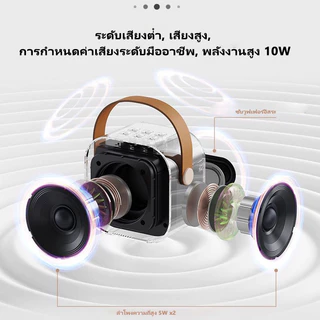 ลำโพงบลูทู แบบพกพามินิ ธ ไมโครโฟนคู่สนับสนุน USB/ TF/ AUX ธ ลำโพง ลำโพงคาราโอเกะ ไร้สายกลางแจ้งขนาดเล็ก bluetooth