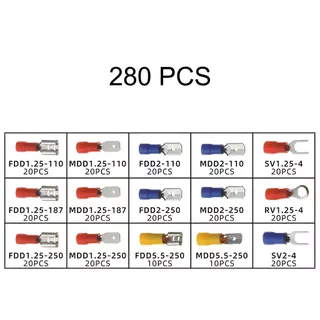 [เซทกล่อง280ชิ้น] หางปลา ขั้วต่อสายไฟ หางปลาต่อสายไฟ 15รูปแบบ