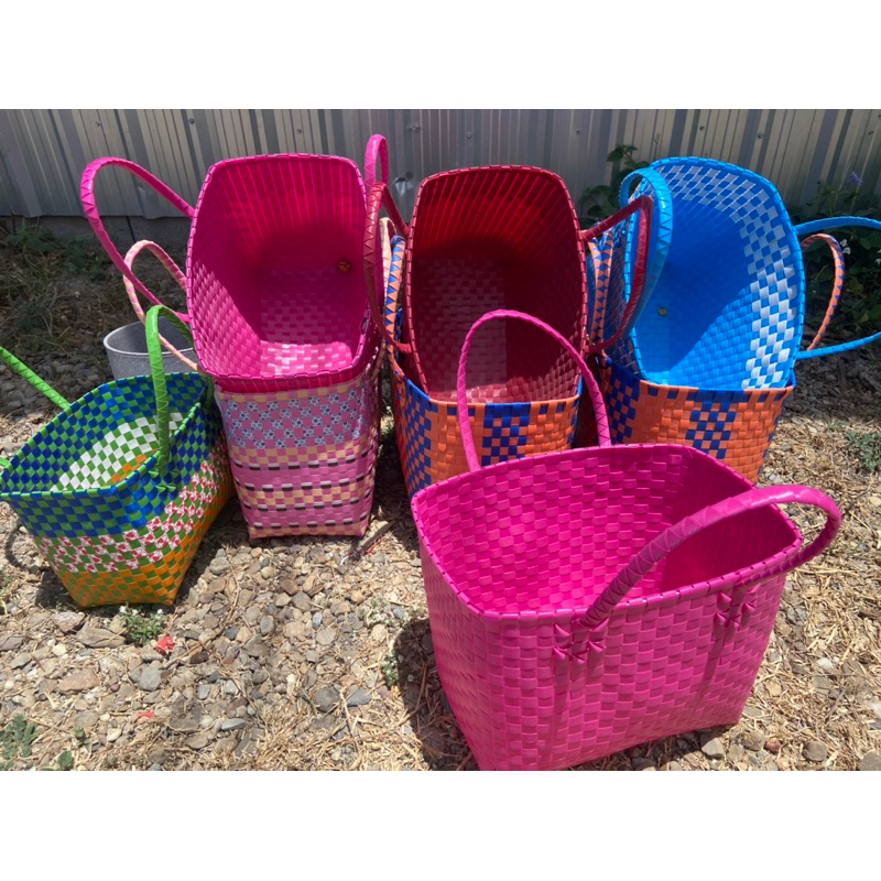 ตะกร้าสานเส้นพลาสติก กว้าง24 ซม ยาว34ซม สูง26ซม (คละสี) - รูปที่ 2