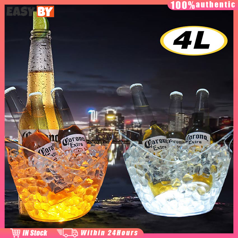 ถังน้ําแข็งพลาสติกใส สำหรับใส่แชมเปญ ตกแต่งบาร์ ไวน์ 4L/8Lแช่เครื่องดื่มร้านอยู่ที่ไทย