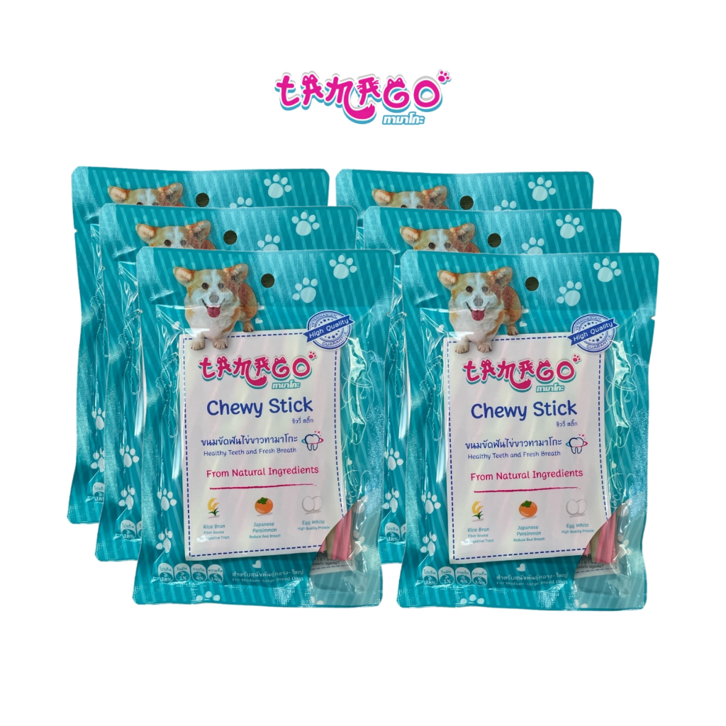 (รับฟรี 3 ซอง) Tamago Chewy Stick Jumbo ขนมขัดฟันสุนัข ขนมสุนัข ขนมหมา ทามาโกะ ชิววี่ สติ๊ก 6 ซอง