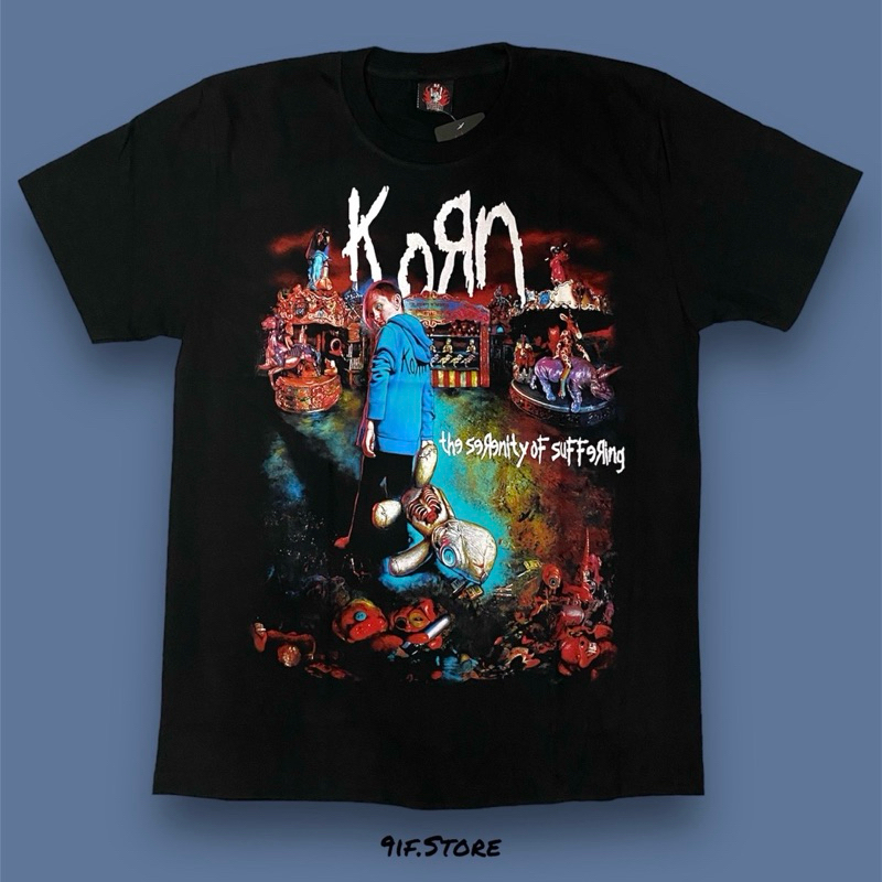 เสื้อวงคอร์น Korn ลายเด็กเสื้อฟ้าลากหมี (ป้ายRock Yeah) สกรีนหน้า-หลัง