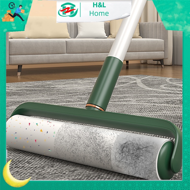 【H&L】ไม้ม็อบ ลูกกลิ้งทำความสะอาด ขนสัตว์เลี้ยง ฝุ่น ด้ามจับปรับความยาวได้ 25-124cm ลูกกลิ้งขจัดฝุ่น ใช้เก็บฝุ่น/ขนแมวได้