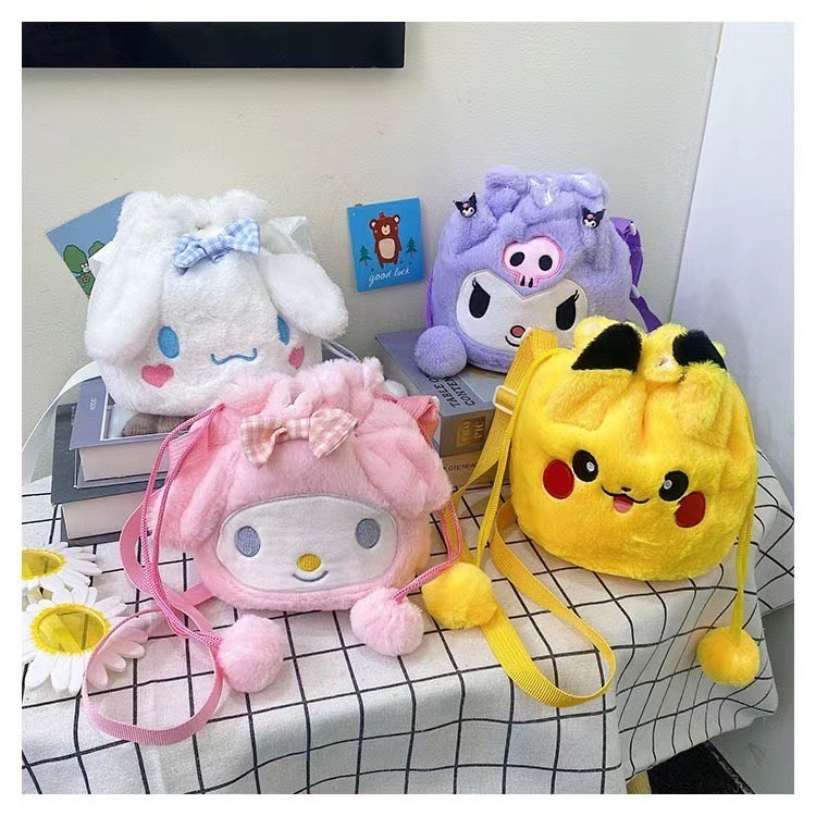 (พร้อมส่ง)J10159กระเป๋าสะพายไหล่ แบบหูรูด พิมพ์ลายการ์ตูน Cinnamoroll Melody น่ารัก ของเล่นสําหรับเด็กผู้หญิง
