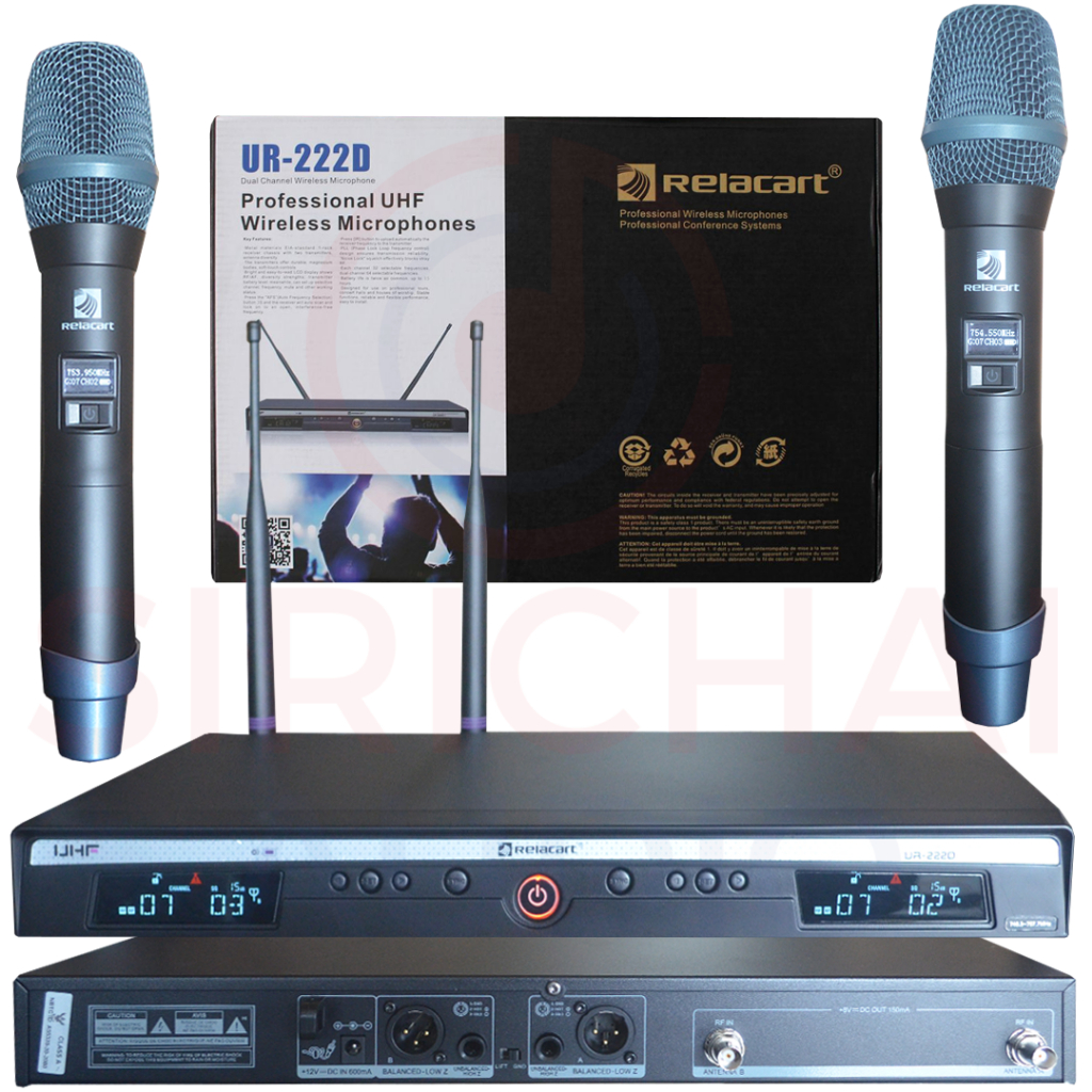 ไมค์ลอย(คู่) ReLAcart รุ่น UR222D Wireless Microphone