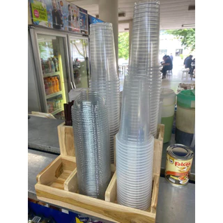 พร้อมส่ง🥤 กล่องใส่แก้วโมเดิล 6 ช่องวางแก้ว 16-22 oZ. สำหรับวางแก้ว ใส่หลอดดูด วางฝา งานไม้สัก