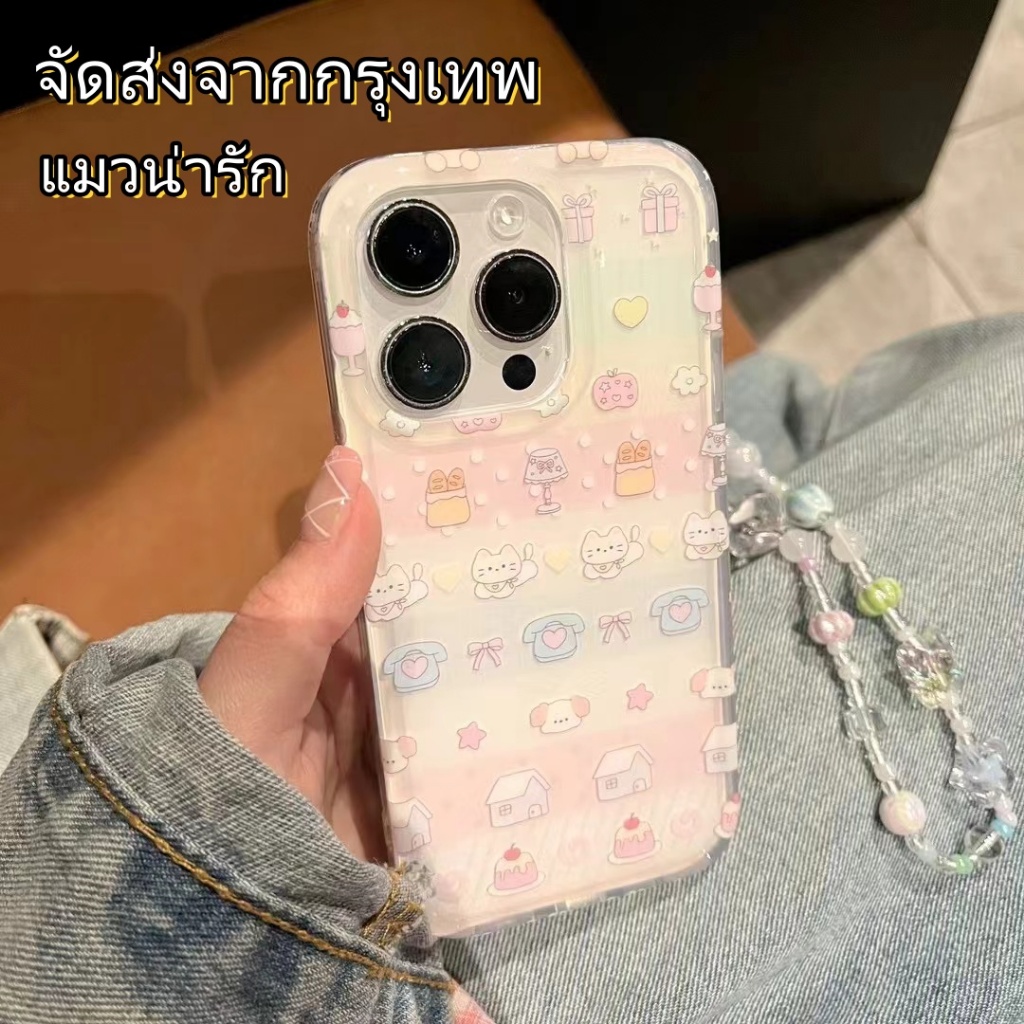 🎁NEW🎁เคสไอโฟน 15 14 13 12 Pro Max แมว สีสัน รุ้ง cat cute gift เคส for ไอโฟน11 soft case Iphone