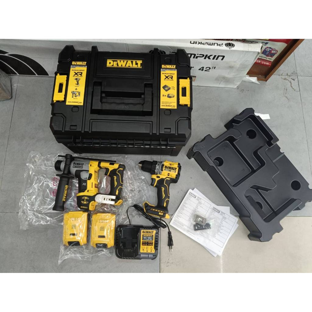 Dewalt ชุดสว่านไร้สาย และ สว่านโรตารี่ไร้สาย DCK2215P2T-B1 20V. ของแท้ พร้อมส่ง