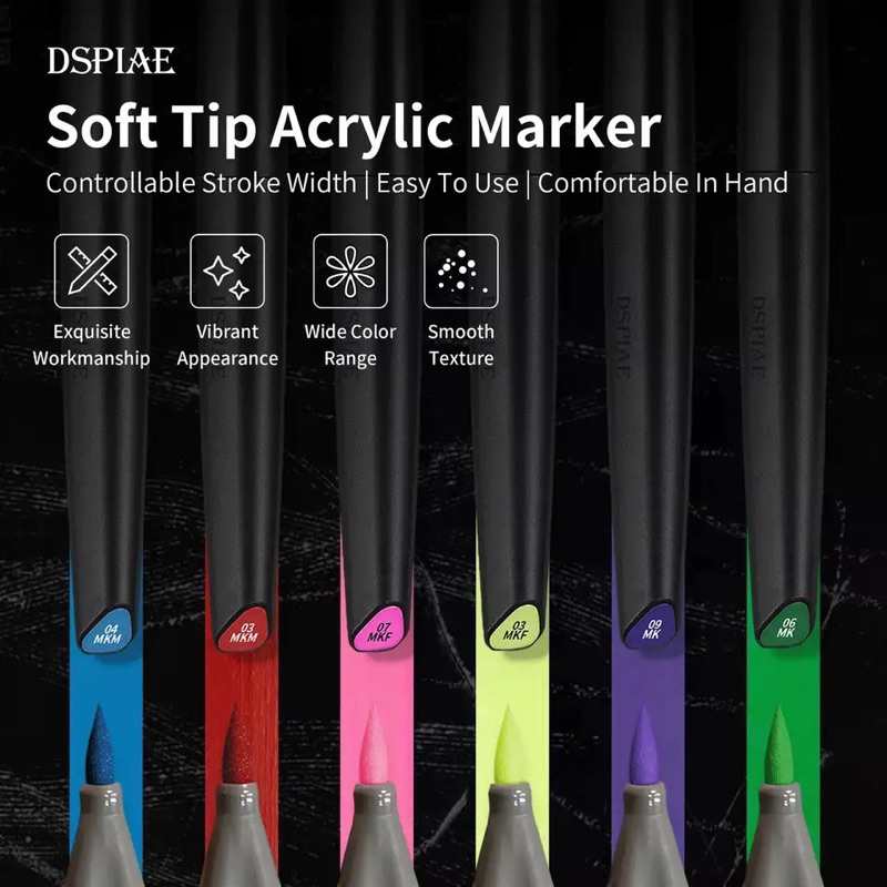 DSPIAE Environment-friendly Water-based Soft Head Marker Up To Base Color Metal Color Marker