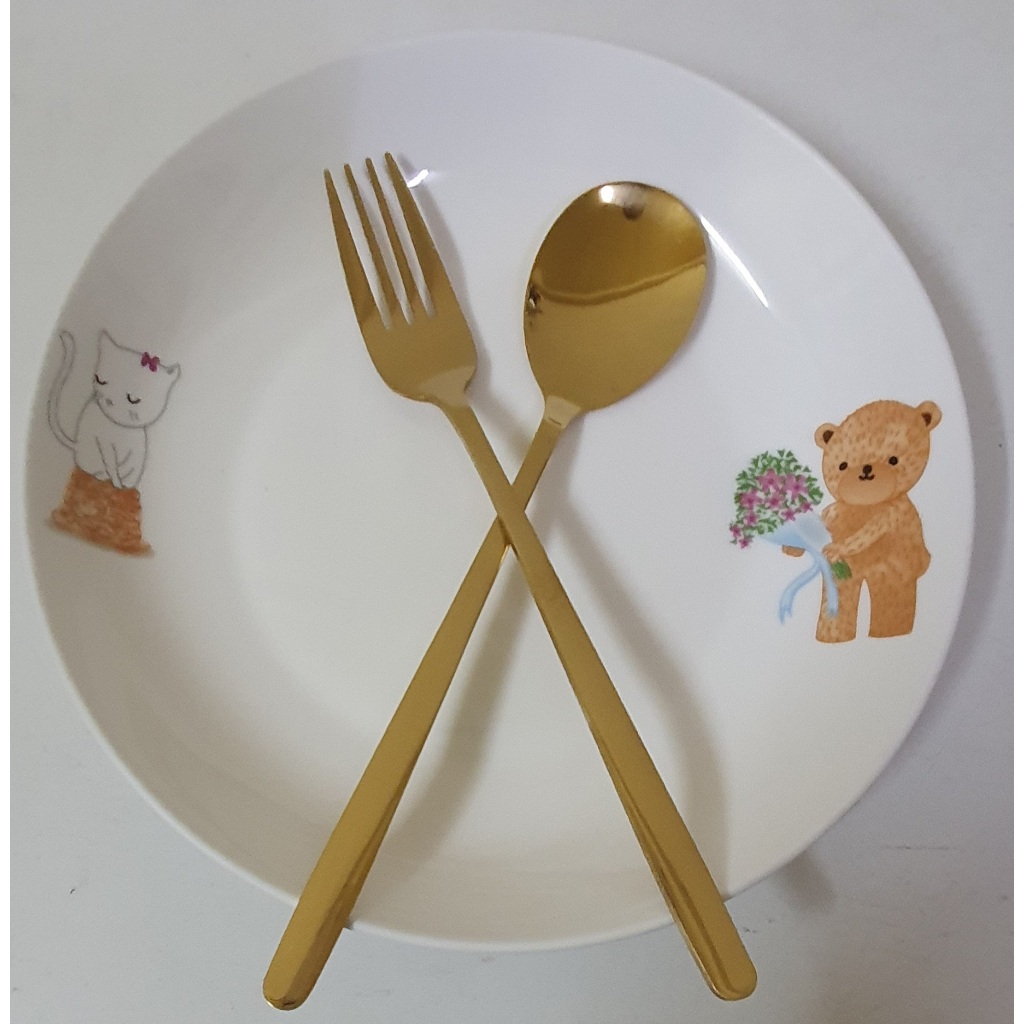 1566 ช้อนส้อมเกาหลีสแตนเลสรุ่นหนาพิเศษสีทอง 1คู่ ราคา