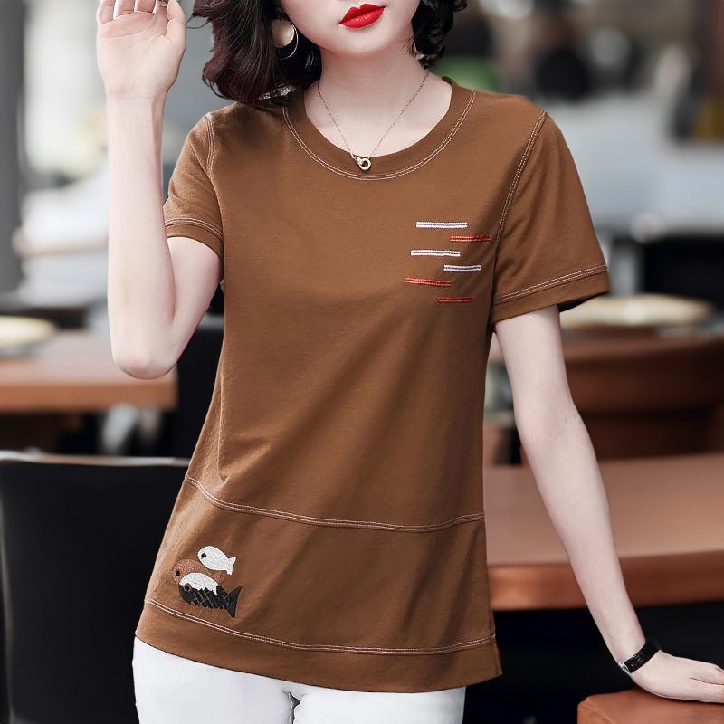 BFเสื้อยืดปักลายปลา คอกลม แขนสั้น / 641-644 – โปรปัง