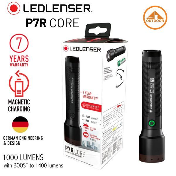 Ledlenser P7R Core Flashlight ไฟฉายคุณภาพสูงแบบชาร์จไฟ เหมาะเดินป่า แคมป์ปิ้ง ท่องเที่ยว ผจญภัย