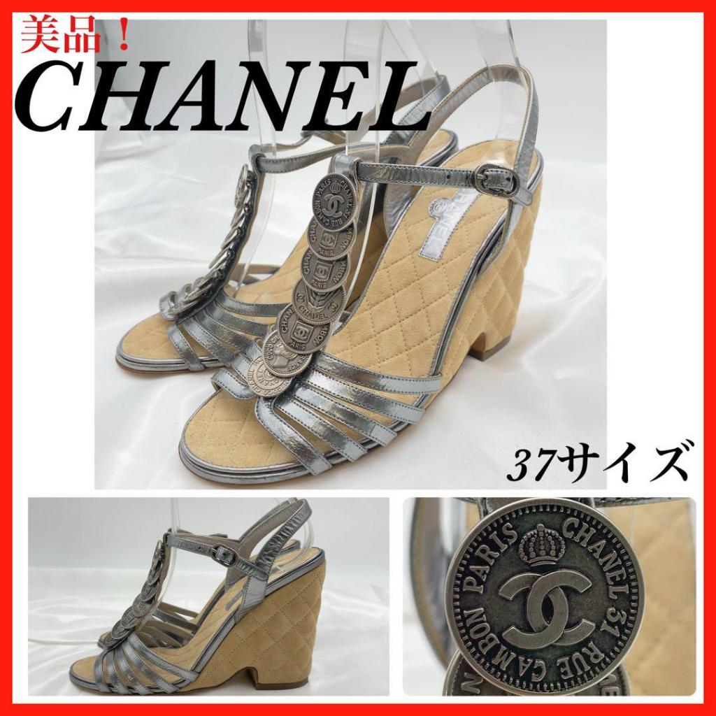 Chanel รองเท้าแตะส้นเตารีด (ใช้แล้ว) 【ส่งตรงจากญี่ปุ่น】
