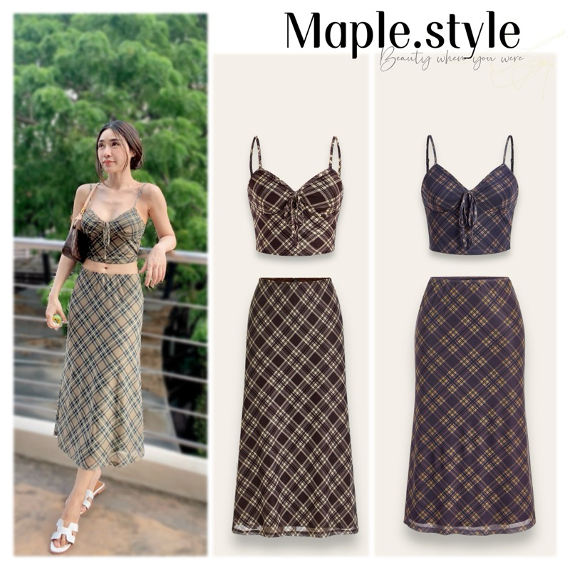 ตัวที่พร้อมส่งแจ้งไว้ในตัวเลือก ส่งจาก 𝐌𝐚𝐩𝐥𝐞.𝐬𝐭𝐲𝐥𝐞 -vivenn dress set - เดรสเซ็ตสก็อตผ้านิ่มใส่สบายy2kสุดๆ
