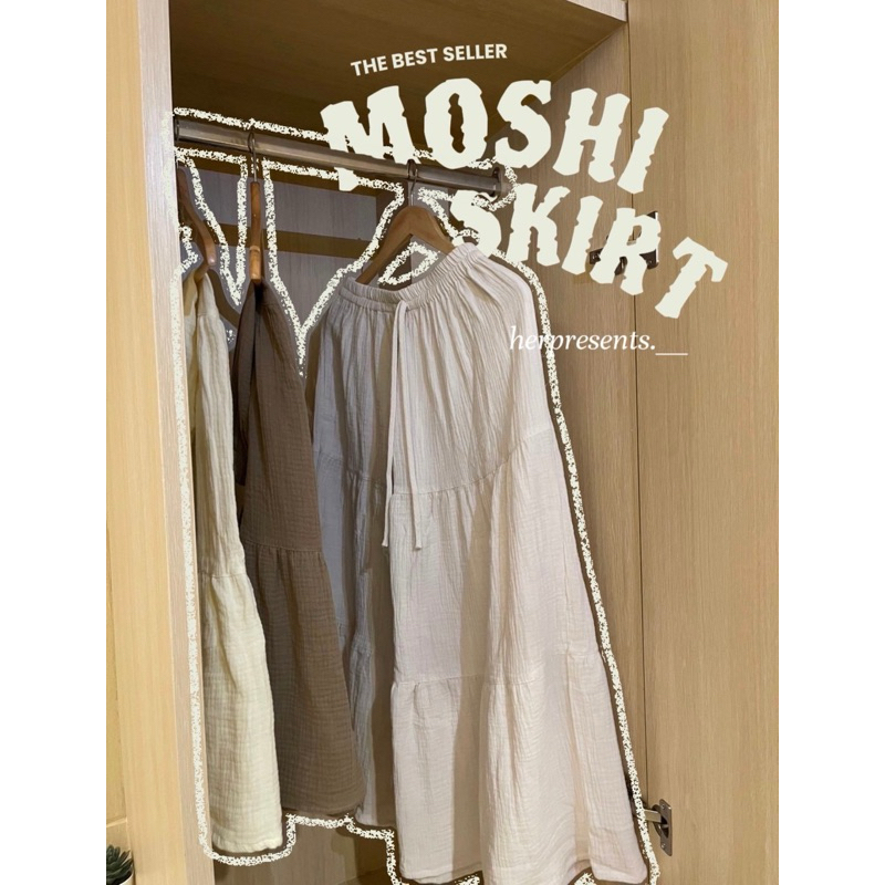 Herpresents - กระโปรงยาว3ชั้น ผ้าสาลูอบเย็บย่น ชุดเที่ยวทะเล กระโปรงใส่ไปทะเล รุ่น Moshi Skirt