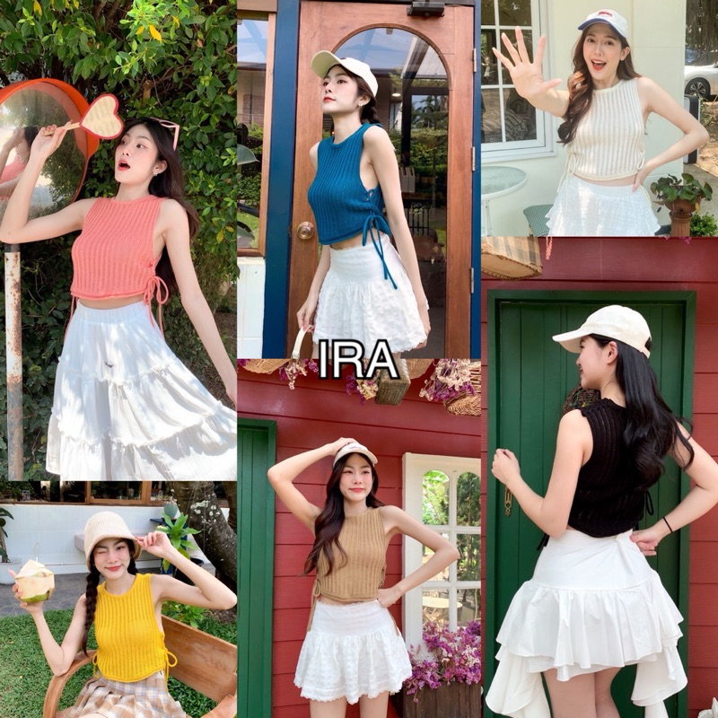 BY IRA KerstyTop พร้อมส่ง เสื้อครอปไหมพรมแขนกุด ผู้หญิง ใส่สบายระบายอากาศดี เหมาะมากSummerSleeveless