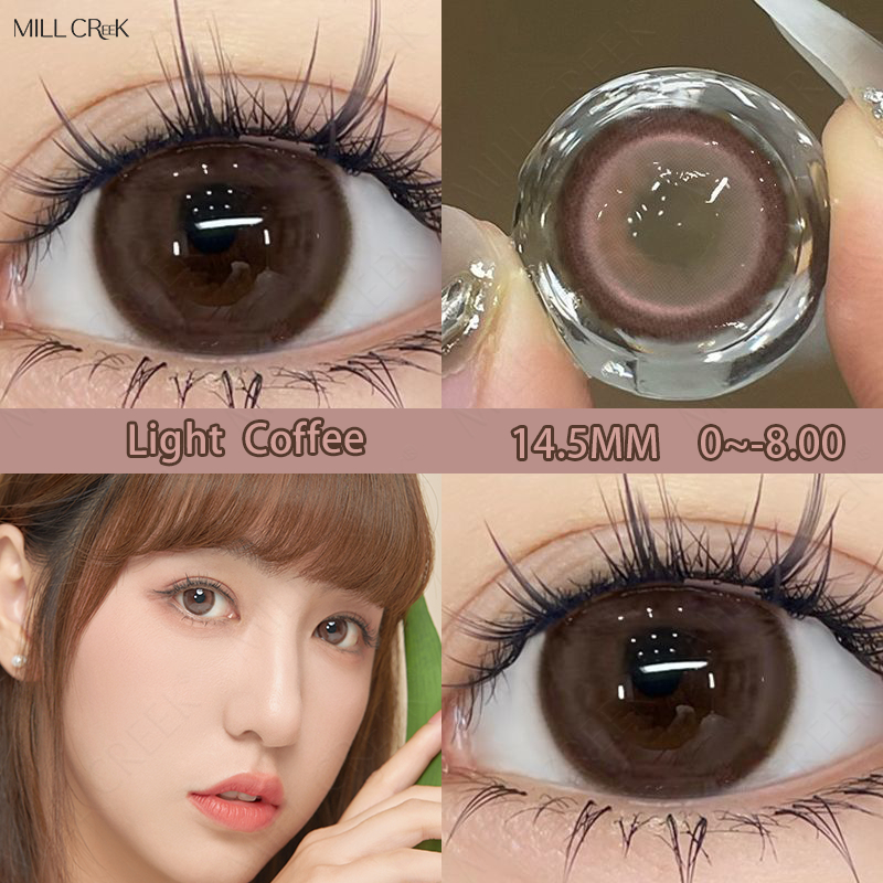 MILL CREEK2 ชิ้นคอนแทคเลนส์สีน้ำตาลคอนแทคเลนส์ตาใหญ่คอนแทคเลนส์ 0 องศาคอนแทคเลนส์ 1 ปีใช้คอนแทคเลนส์