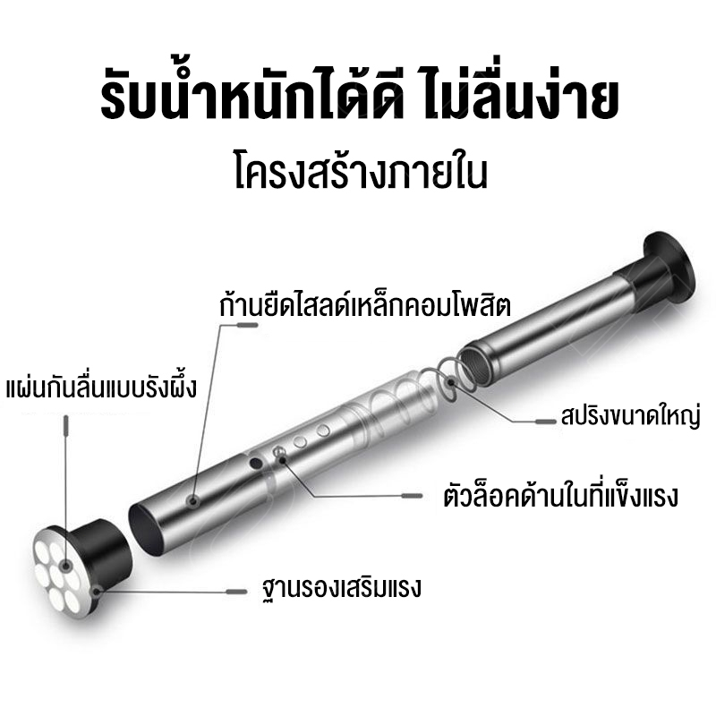 ราวตากผ้า ราวตากผ้าคอนโด ก้านแขวนเสื้อ แบบตั้ง ราวตากผ้าในร่ม ราวแขวนเสื้อ ไม่ต้องเจาะเพดาน ราวแขวนผ้า DIY RACK 20kg+ - รูปที่ 4