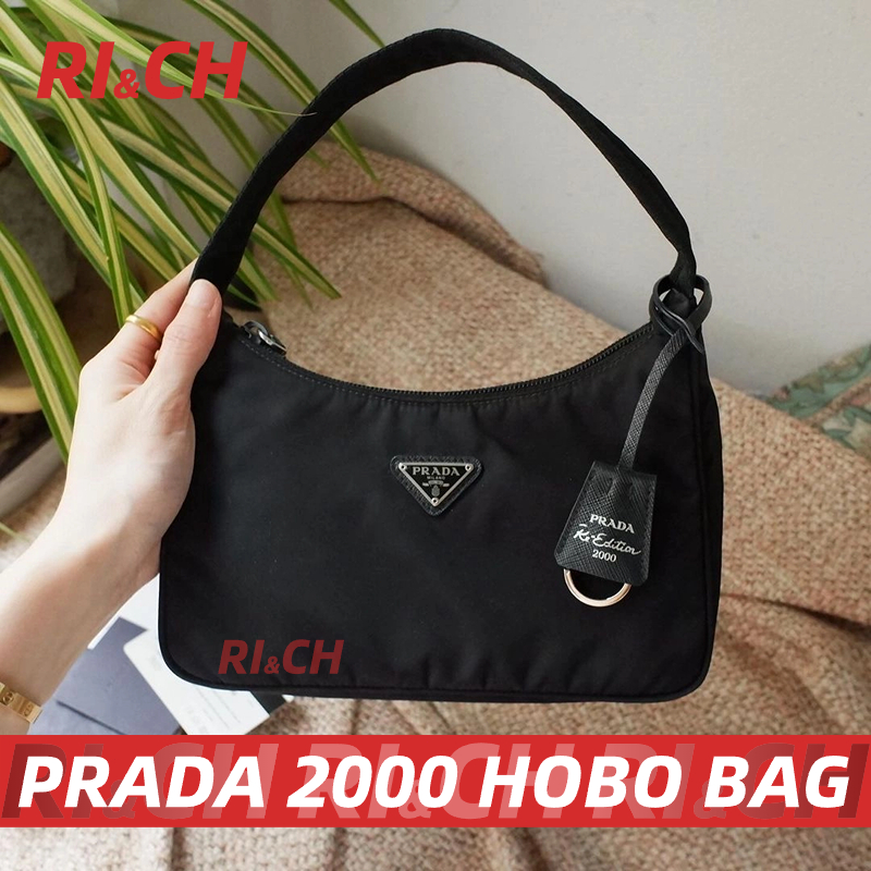 #Rich ราคาถูกที่สุดใน Shopee แท้💯Prada Re-Edition 2005 Re-Nylon Mini &amp; Prada 2000 Hobo Bag กระเป๋าสะพายสตรี