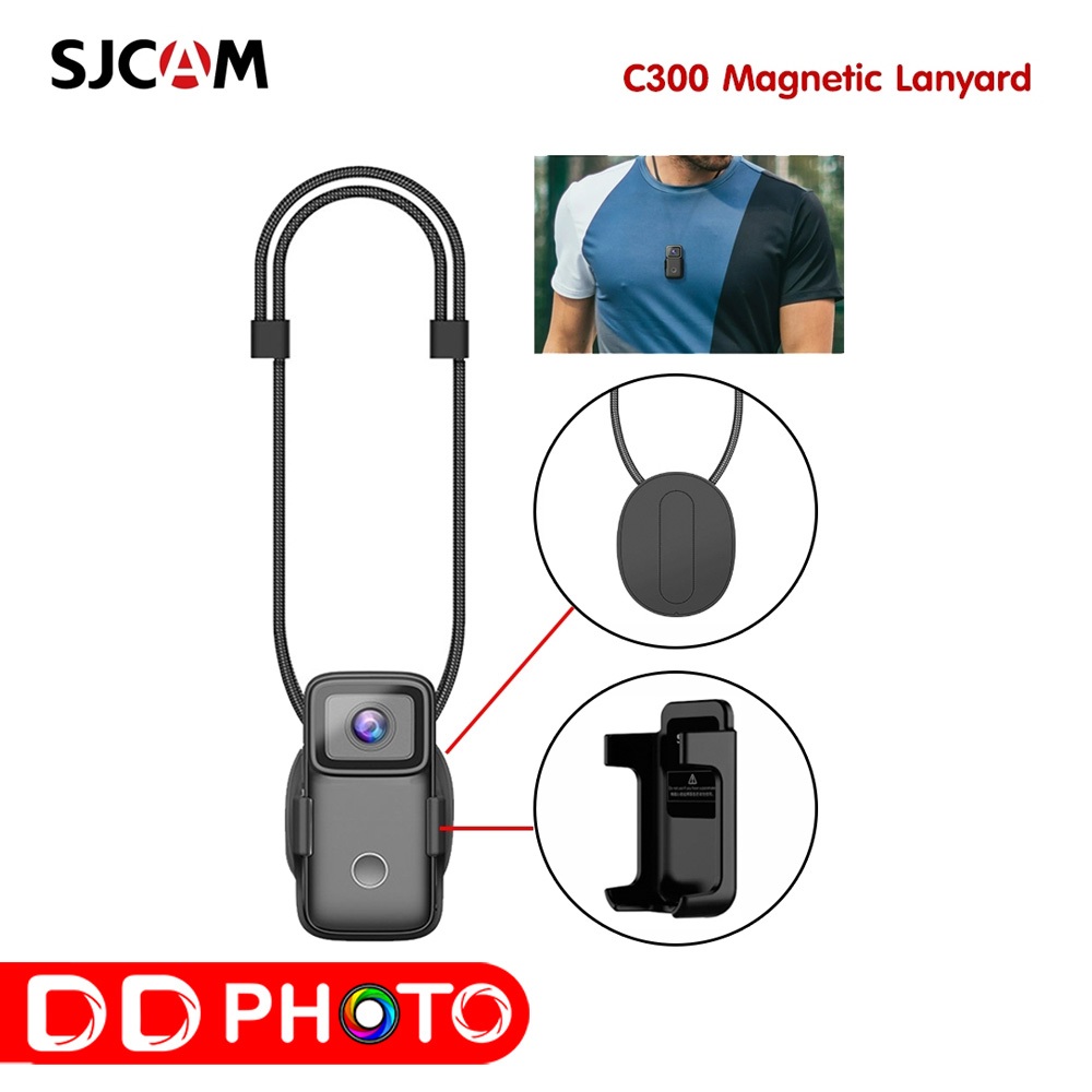 SJCAM C300เเละC400 Magnetic Lanyard with Back Clip for Action Cameras สายคล้องกล้องแม่เหล็กพร้อมเคส