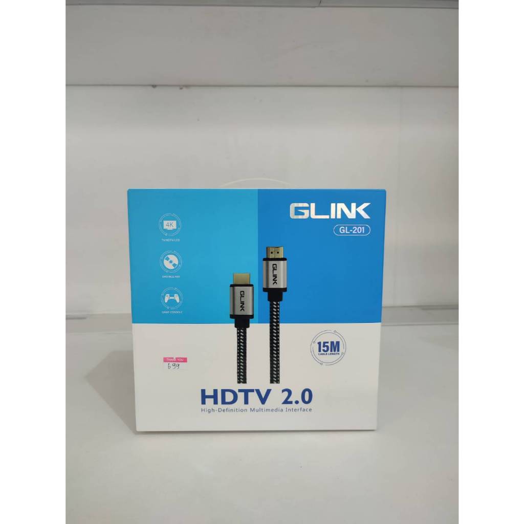 GLINK Cable HDMI 4K (V.2.0) M/M (15M)GL201 สายถัก
