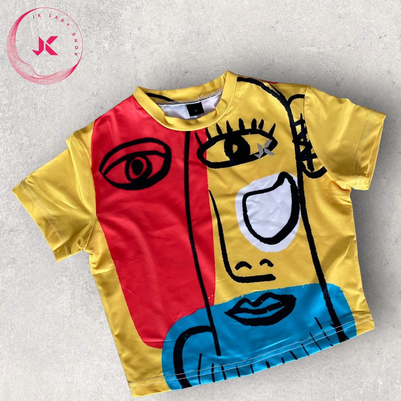 เสื้อวิ่งแขนสั้นเสื้อครอปแฟชั้น#เสื้อวิ่งพิมพ์ลาย ราคา ถูกที่สุด ดีลบีเคเค แกลเลอรีภาพที่ 3