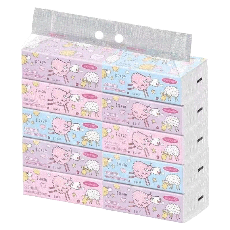 ทิชชู่แบบยาวยก1เเพ๊ค10ห่อ ลายเเกะ สินค้าพร้อมส่งในไทย