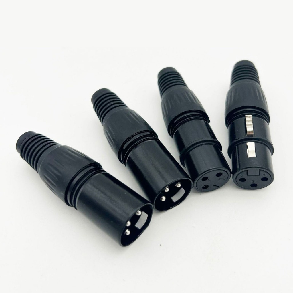 ปลั๊กหัว XLR 3pin ตัวผู้/ตัวเมีย Male/Female แบบเข้าหัวเอง อย่างดี มีตัวยางครอบกันสายหักใน
