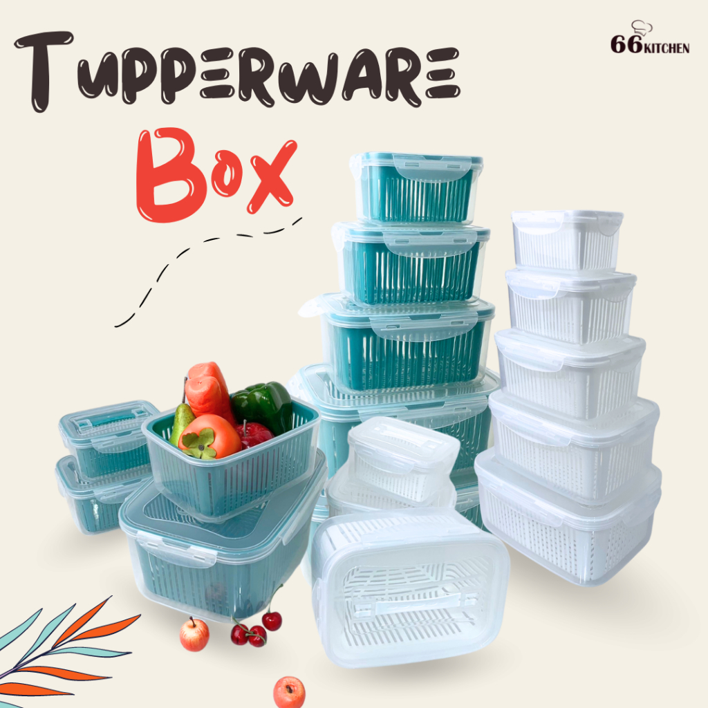 Tupperware มี2สี มีกระกร้าเพิ่มด้านใน กล่องอเนกประสงค์ ใส่ของสดผักและอื่นๆได้