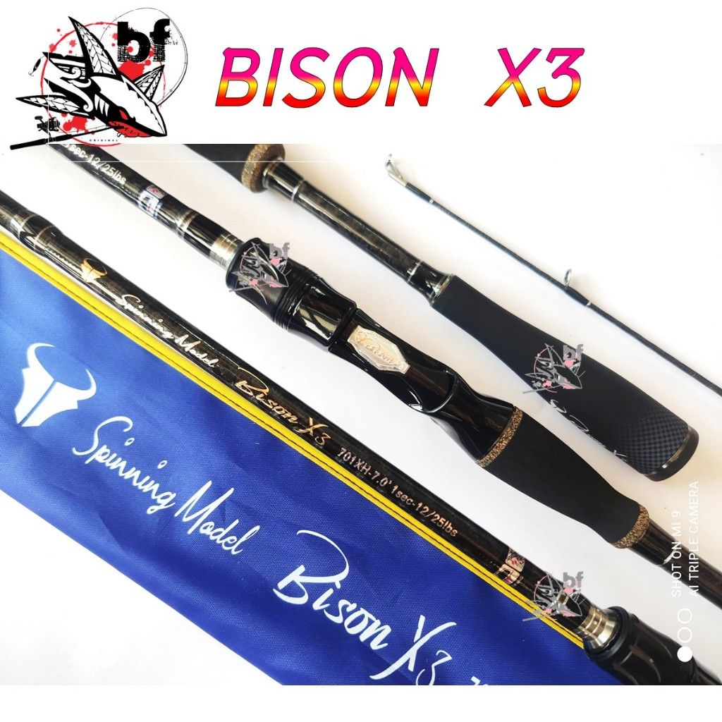 คันตีเหยื่อปลอม Bison  X3 ขนาด 6.6 ฟุต และ 7ฟุต มีทั้งคัน 1ท่อนและ 2ท่อน มีสปินและเบท