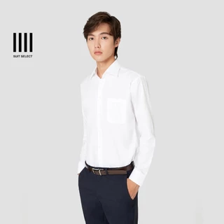 SUIT SELECT Wide Spread Dobby Shirt (White) เสื้อเชิ้ตผู้ชายสีขาว ทรงสลิม เสื้อเชิ้ตทำงาน