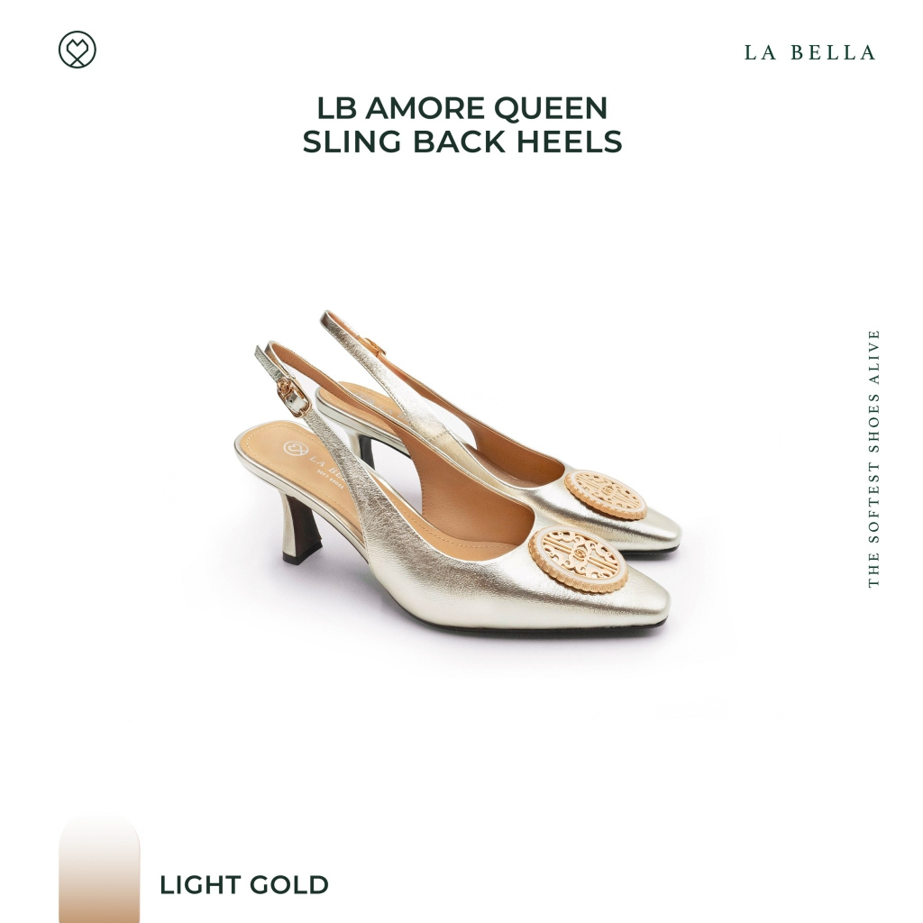 LA BELLA รุ่น LB AMORE QUEEN SLING BACK HEELS - LIGHT GOLD