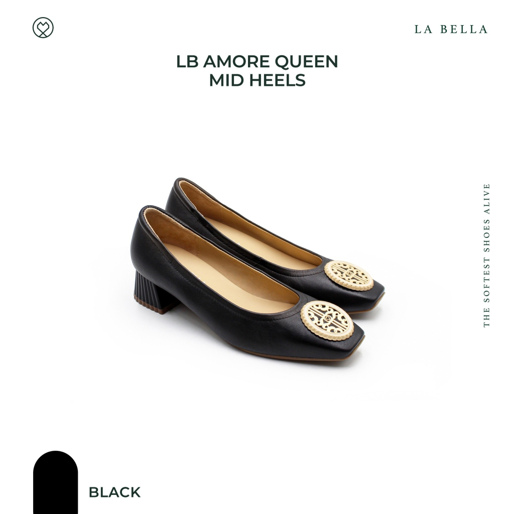 LA BELLA รุ่น LB AMORE QUEEN MID HEELS - BLACK