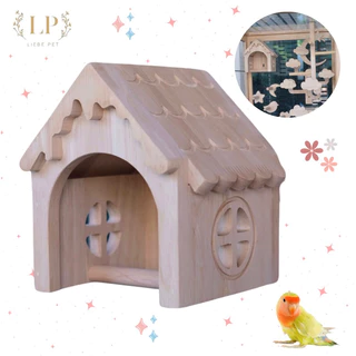 LP175 บ้านนก คอนนก อุปกรณ์ตกแต่งกรงนก สำหรับนกเล็ก เช่นฟอพัส ทำจากไม้ยางพาราเกรดA สวยงาม แข็งแรง