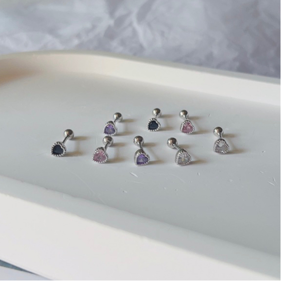 222-littlegirl gifts- Mini colored diamond heart  piercing s925