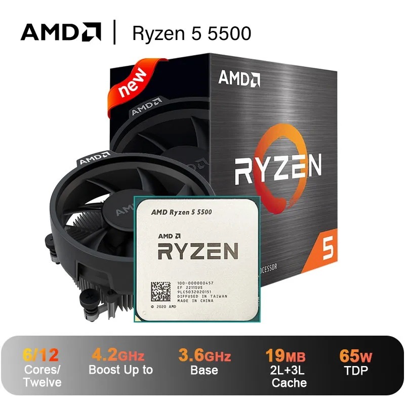 CPU (ซีพียู) AM4 AMD RYZEN 5 5500 3.6 GHz รับประกัน 3 - Y