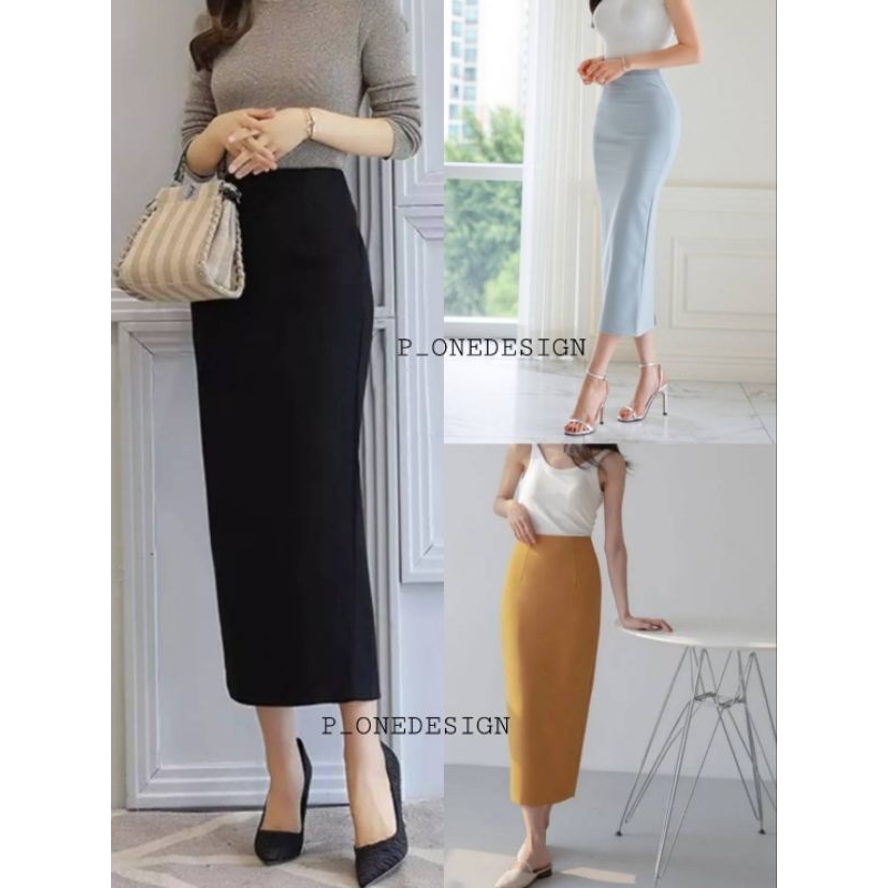 กระโปรงทรงดินสอยาวผ่าหลัง(SS-3XL) 011