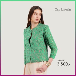 Guy laroche แจ็คเก็ตผู้หญิง Luxury lace light jacket คอกลม แ…